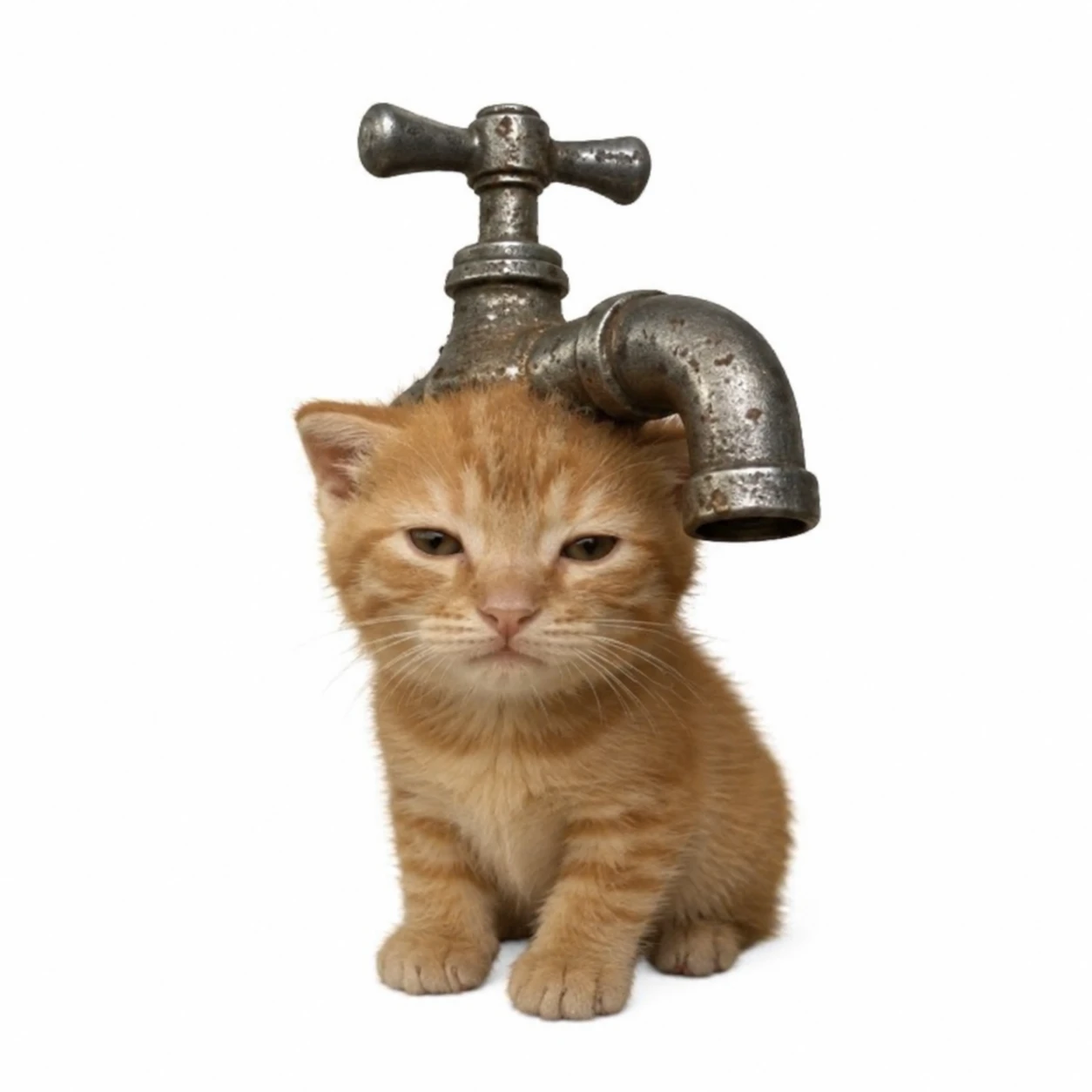 The Faucat: a kitten with a faucet on its head